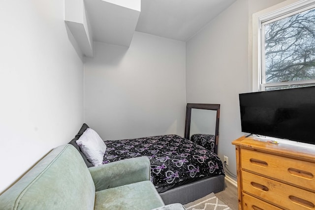 bedroom with hardwood / wood-style floors