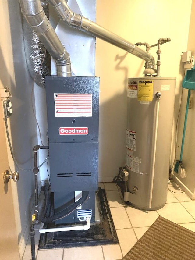 utility room featuring water heater