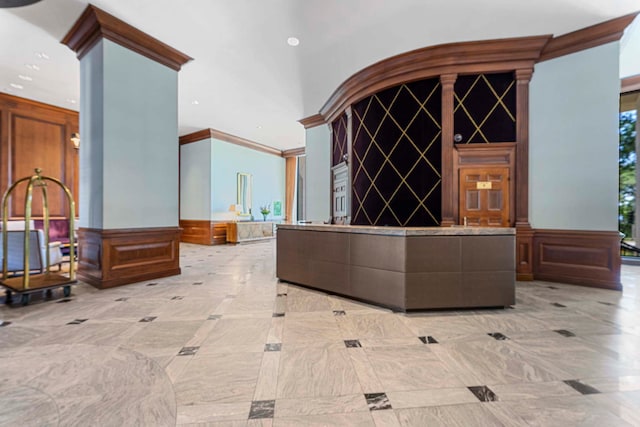 interior space with crown molding