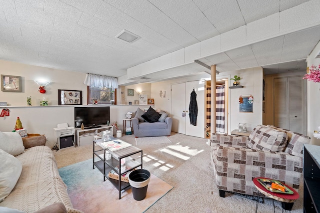 living room with carpet floors