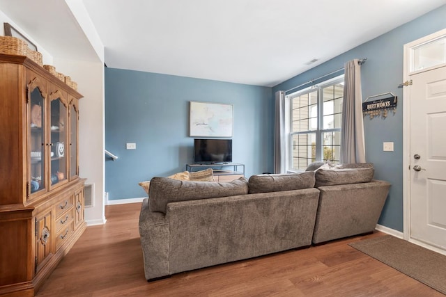 living room featuring light hardwood / wood-style floors