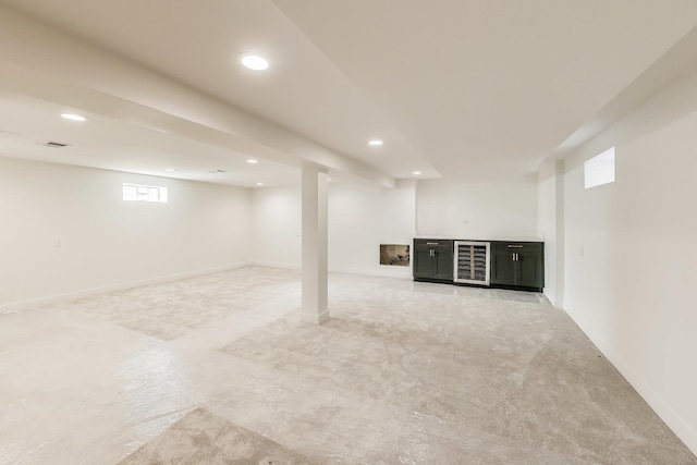 basement with wine cooler