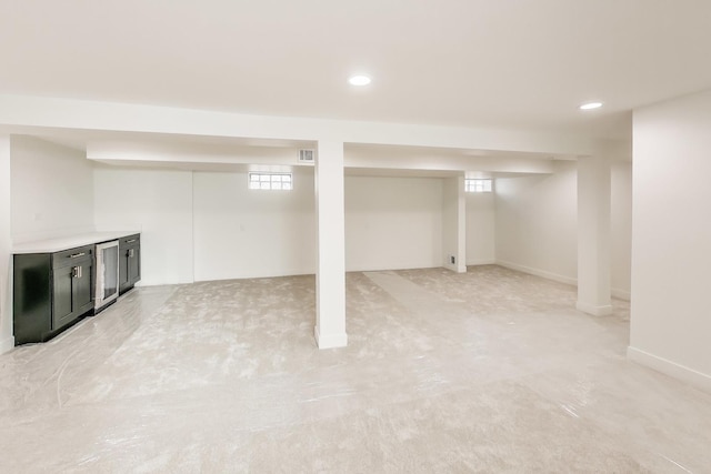 basement with wine cooler