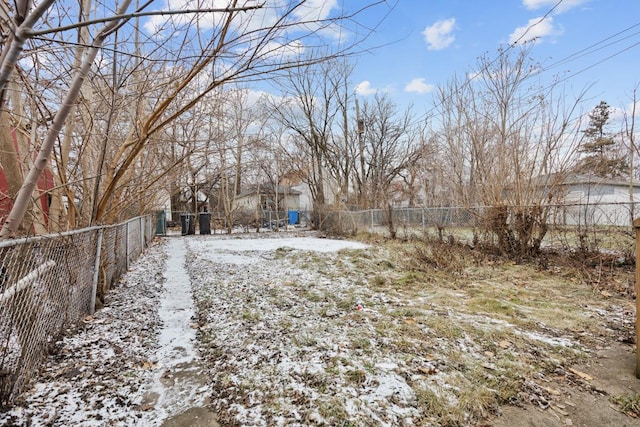 view of yard covered in snow