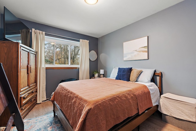 bedroom featuring dark hardwood / wood-style flooring