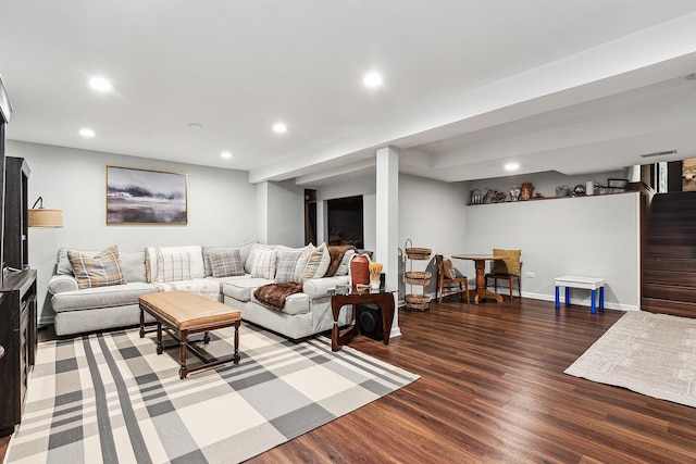 living room featuring wood-type flooring