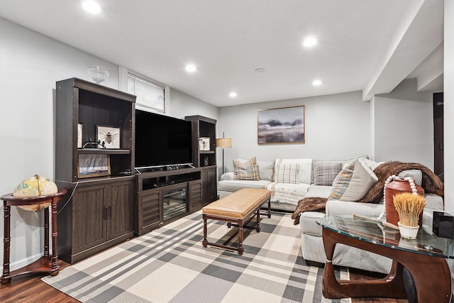 living room with light wood-type flooring