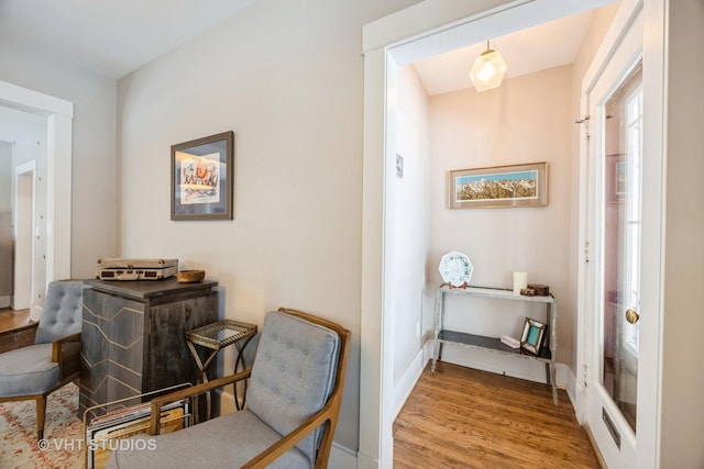 living area featuring hardwood / wood-style flooring