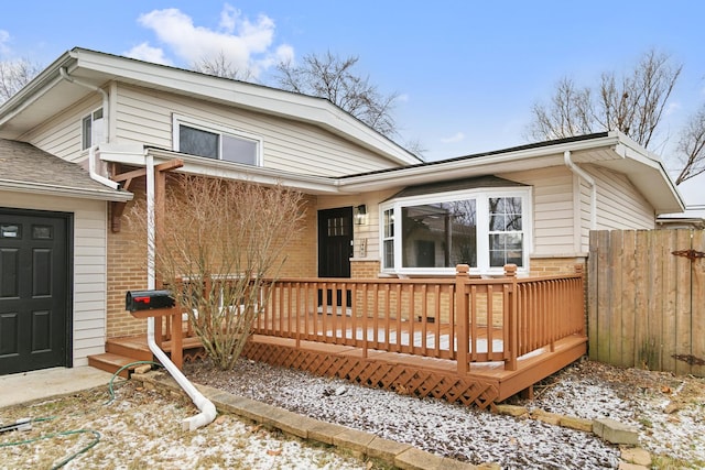 view of front of house featuring a deck