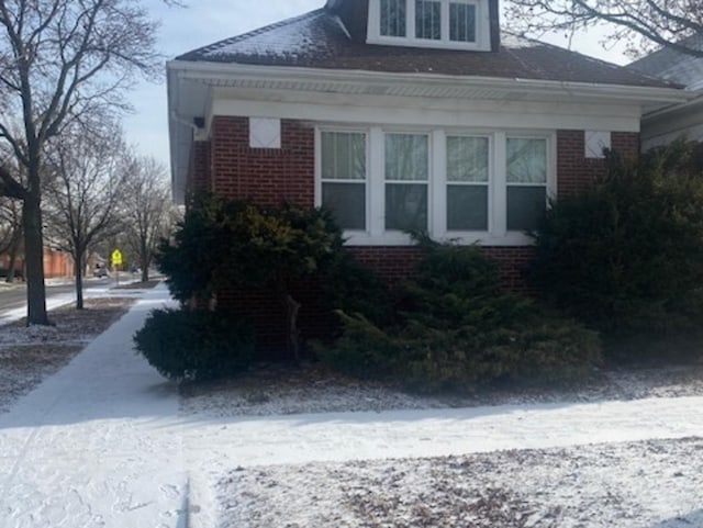 view of snow covered exterior