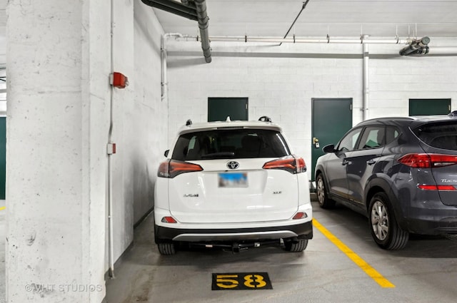 garage with a garage door opener