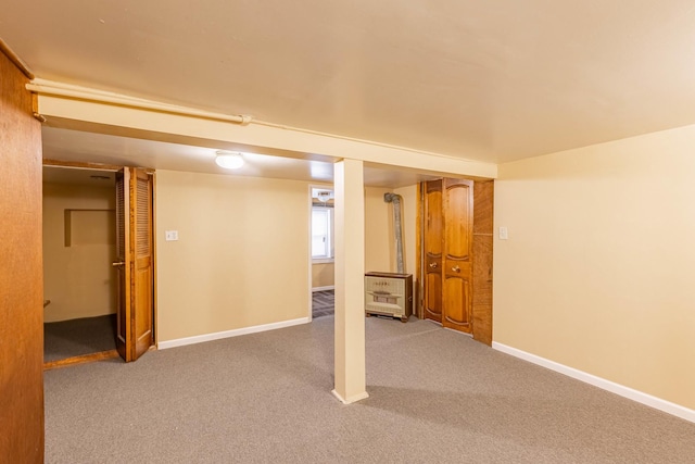 basement with a textured ceiling