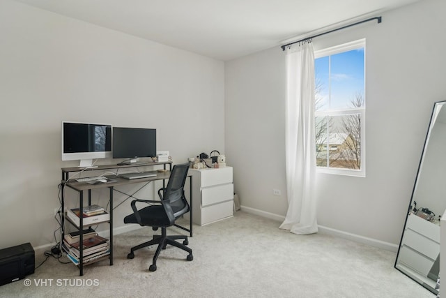 office area with light colored carpet