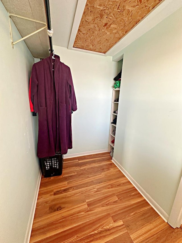 walk in closet with wood-type flooring