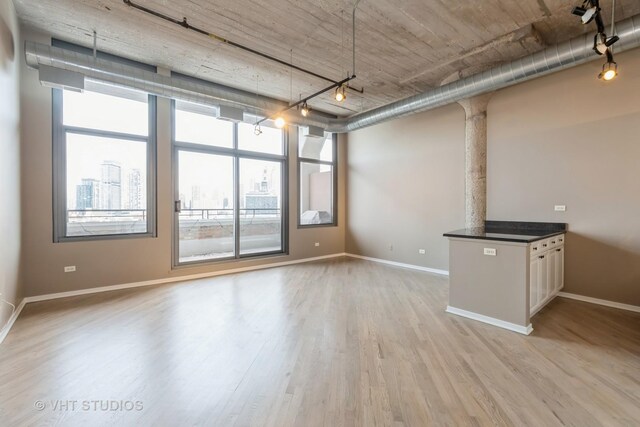 interior space featuring light hardwood / wood-style floors and track lighting