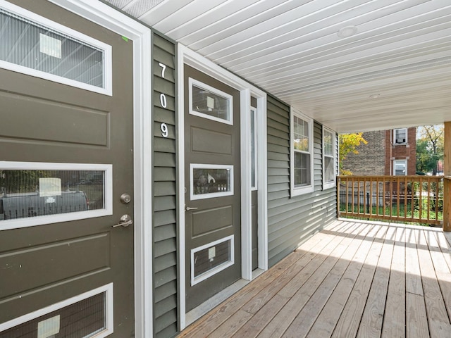 deck with a porch