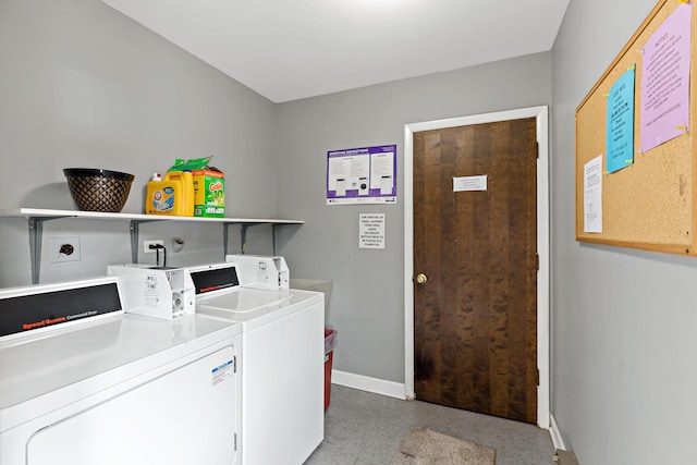 washroom with independent washer and dryer