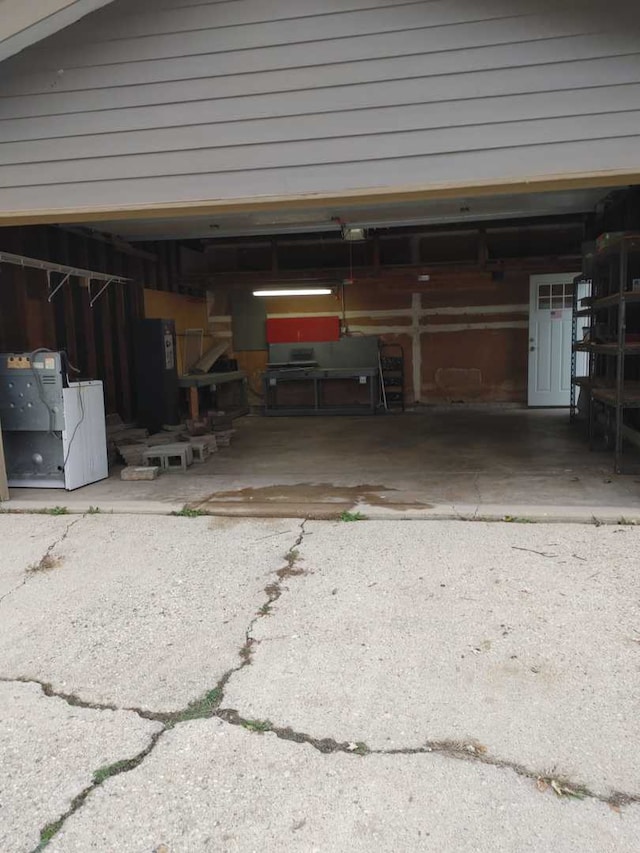 garage with fridge