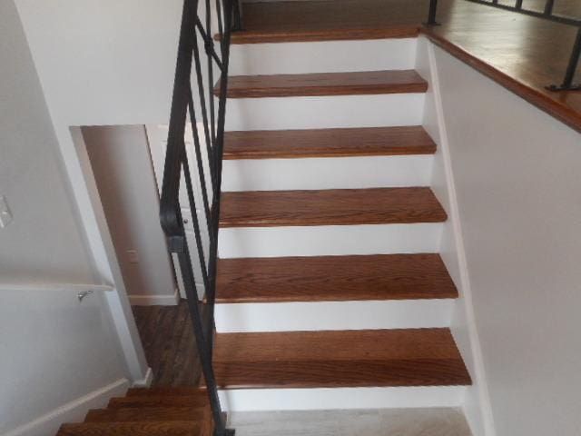 stairway with baseboards