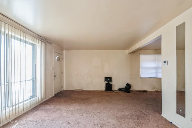 carpeted spare room featuring plenty of natural light