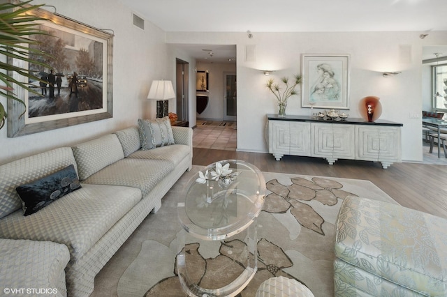 living room featuring hardwood / wood-style floors