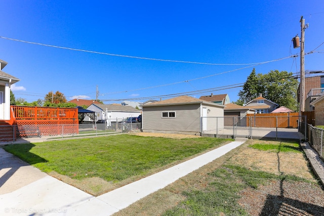 view of yard with a deck