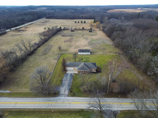 bird's eye view featuring a rural view