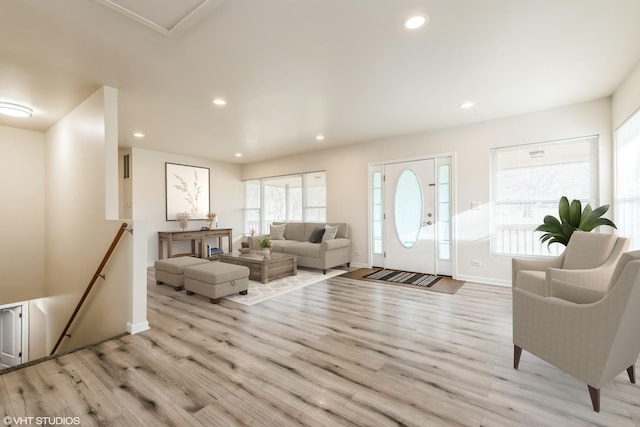 living room with light wood-type flooring