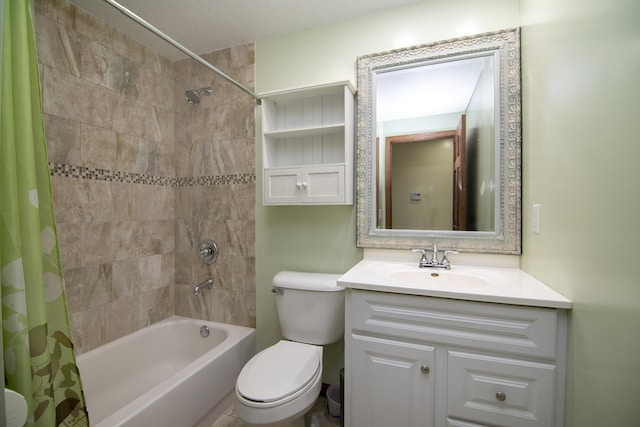 full bathroom featuring vanity, toilet, and shower / tub combo