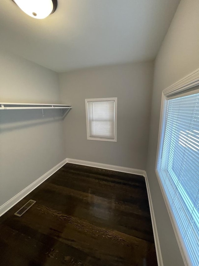 walk in closet featuring dark hardwood / wood-style floors