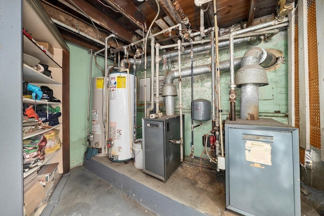 utility room featuring gas water heater