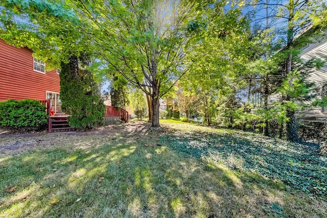 view of yard with a deck