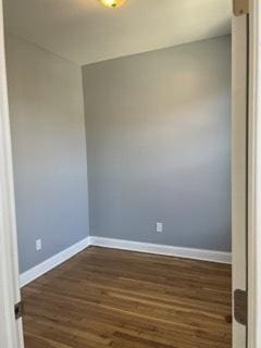 empty room with dark hardwood / wood-style floors