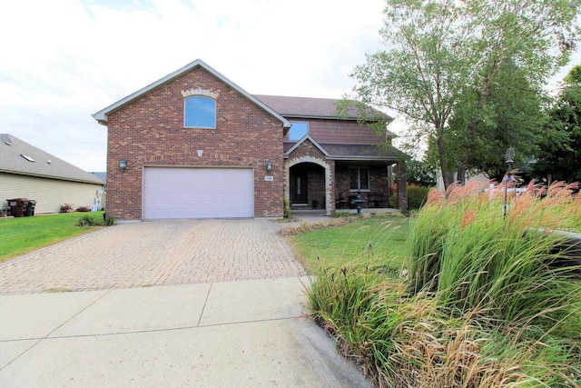 front facade with a garage