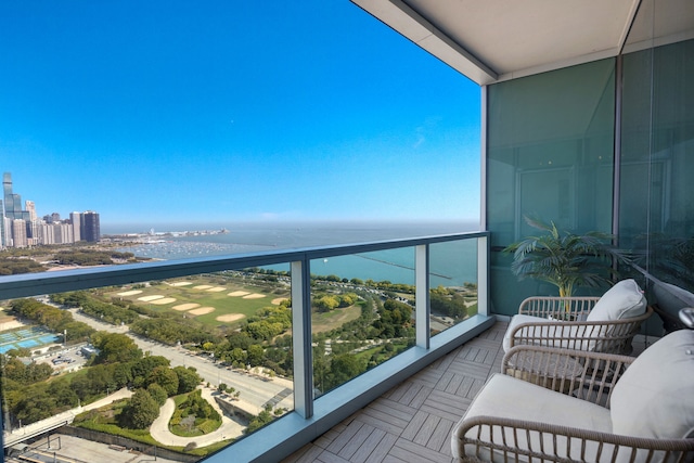 balcony with a water view