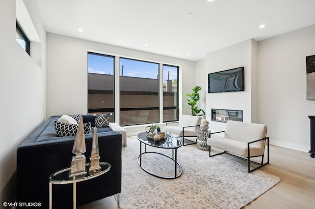 living room with light hardwood / wood-style floors