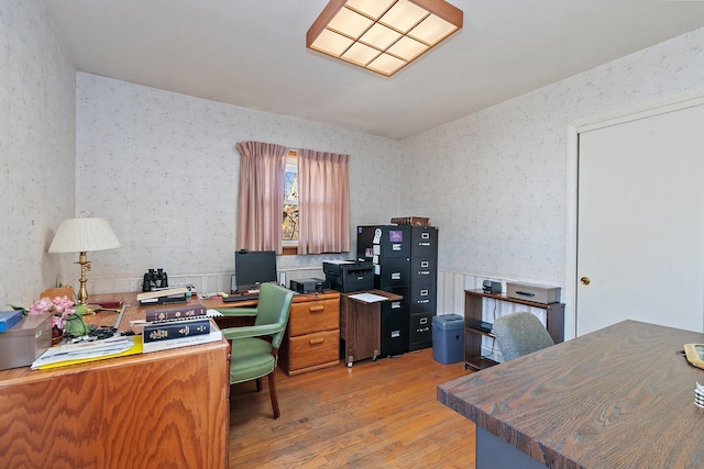 office area featuring hardwood / wood-style flooring