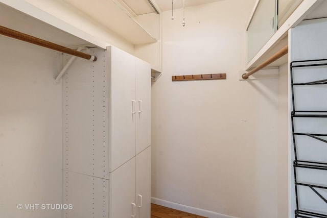 spacious closet with hardwood / wood-style flooring