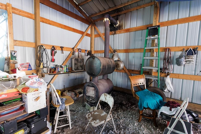 miscellaneous room featuring vaulted ceiling