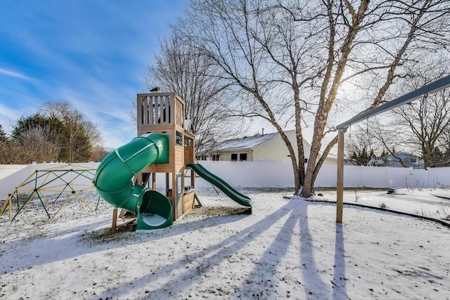 view of snow covered playground