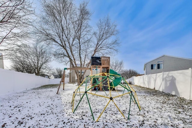 view of snow covered playground