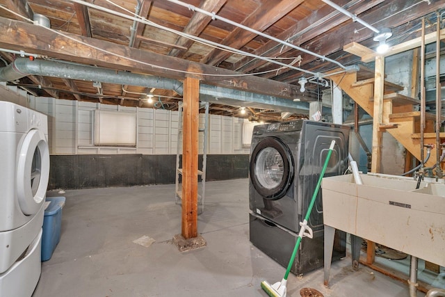 basement featuring sink