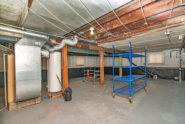 basement featuring water heater