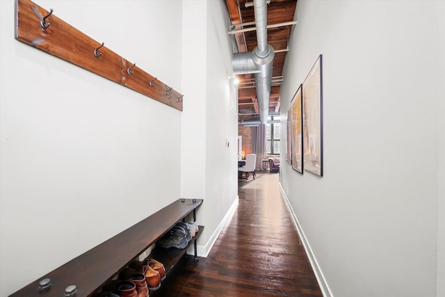 hall with dark hardwood / wood-style flooring