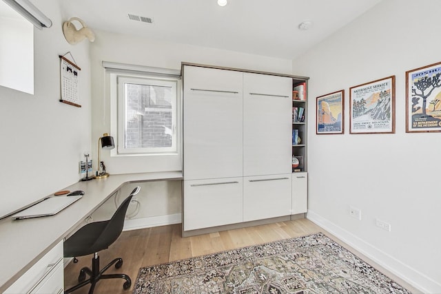 office area featuring light hardwood / wood-style flooring