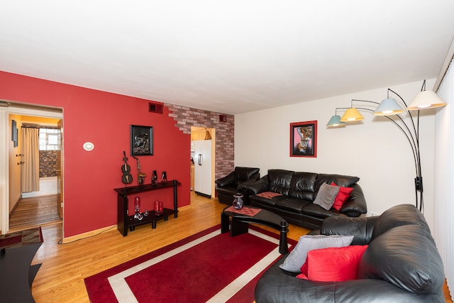 living room with hardwood / wood-style floors