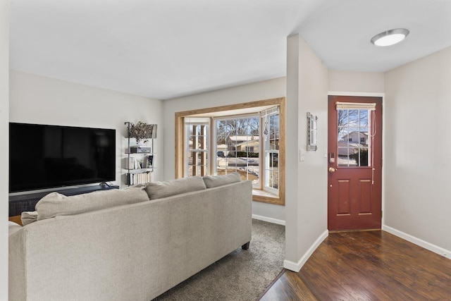 living room featuring dark hardwood / wood-style floors