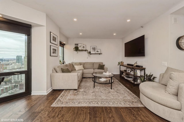 living room featuring hardwood / wood-style floors