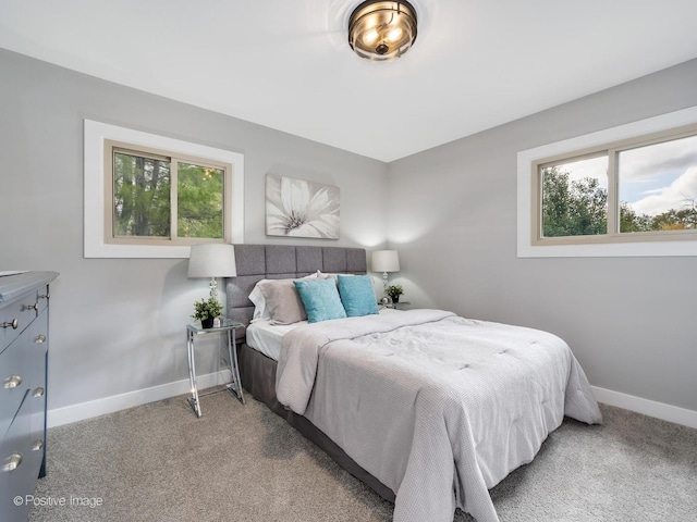 bedroom with carpet flooring and multiple windows