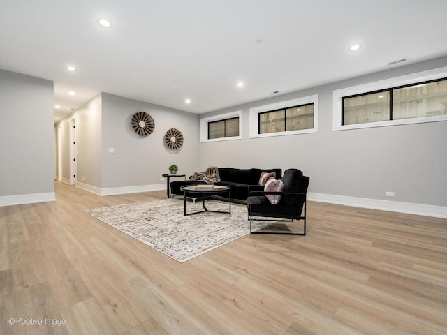 living room featuring light hardwood / wood-style floors